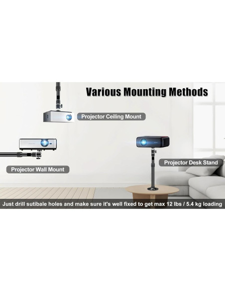 Soporte de Proyector 2-Be-Best Ajustable Techo/Pared Negro