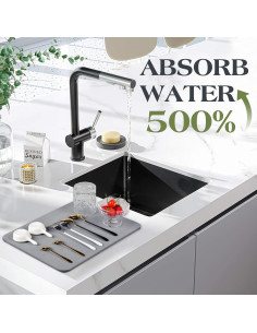 Alfombrilla de Secado de Piedra AOTASO 30x40 cm Gris Antideslizante 2