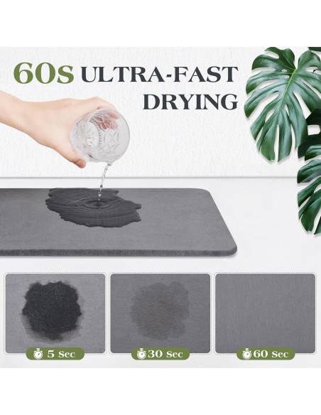 Alfombrilla de Secado de Piedra AOTASO 30x40 cm Gris Antideslizante