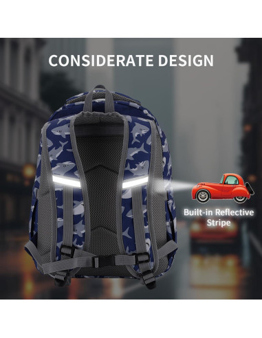 Mochila Escolar VASCHY para Niños de 12L - Tiburón