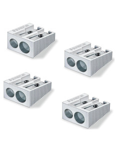 Sacapuntas Doble Orificio STAEDTLER Aluminio Plata 4 Unidades