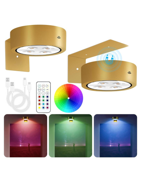 Luz de Imagen LED Recargable Kandicyar - Paquete de 2, 13 Colores RGB