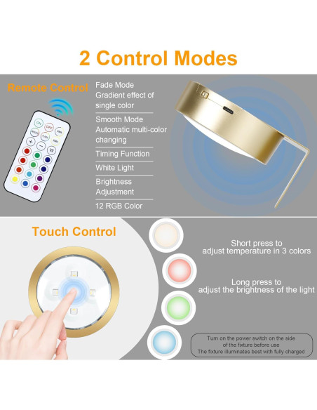 Luz de Imagen LED Recargable Kandicyar - Paquete de 2, 13 Colores RGB