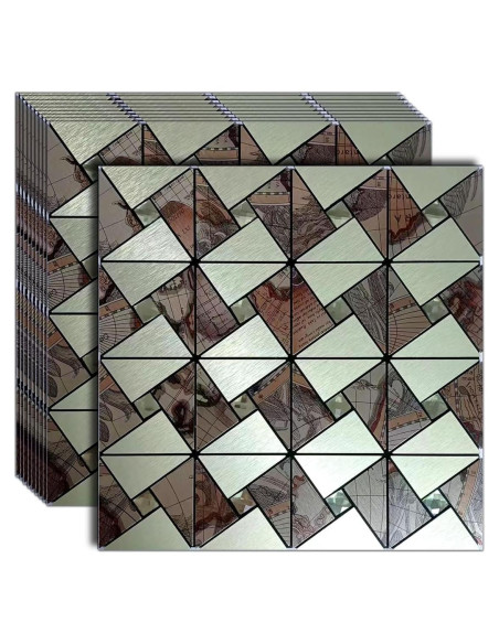 10 Hojas Azulejo Autoadhesivo Weimeisc Globo Impreso Oro