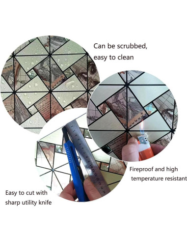 10 Hojas Azulejo Autoadhesivo Weimeisc Globo Impreso Oro