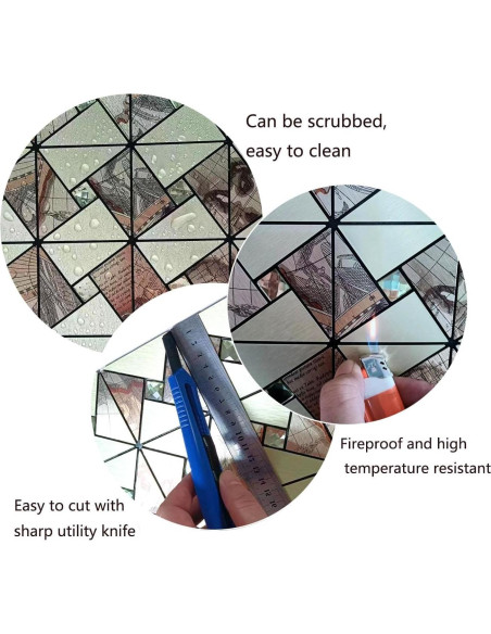 10 Hojas Azulejo Autoadhesivo Weimeisc Globo Impreso Oro