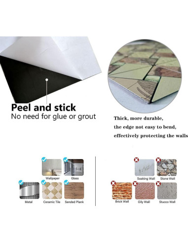 10 Hojas Azulejo Autoadhesivo Weimeisc Globo Impreso Oro