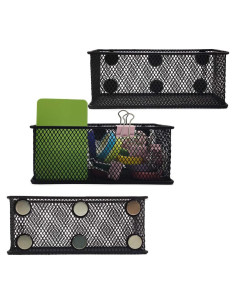 Juego de 3 Cestas Magnéticas EASEPRES - Organizador de Malla Negra