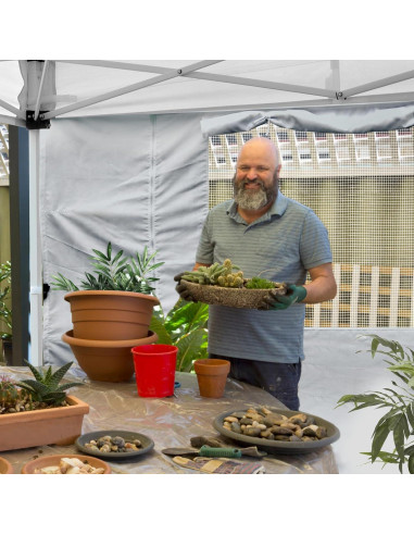 Pared lateral de sombra MordenApe con puerta y ventana 304.8x193 cm
