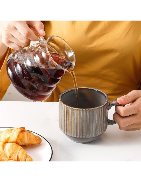 Juego de 4 Tazas de Café Hasense de Cerámica 15 oz Marrón