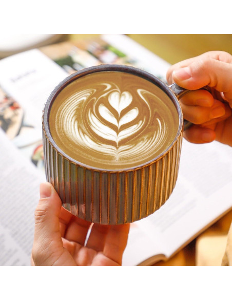 Juego de 4 Tazas de Café Hasense de Cerámica 15 oz Marrón