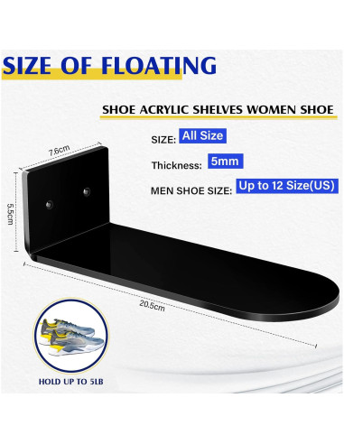 Estante de Pared para Zapatos Treela 20 Piezas Acrílico Negro