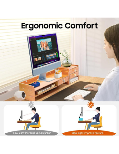 Organizador de Escritorio de Madera MDF con 3 Cajones Estilo A