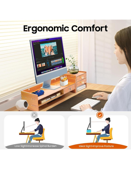 Organizador de Escritorio de Madera MDF con 3 Cajones Estilo A Organizador de Escritorio de Madera MDF con 3 Cajones Estilo A