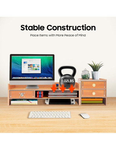 Organizador de Escritorio de Madera MDF con 3 Cajones Estilo A