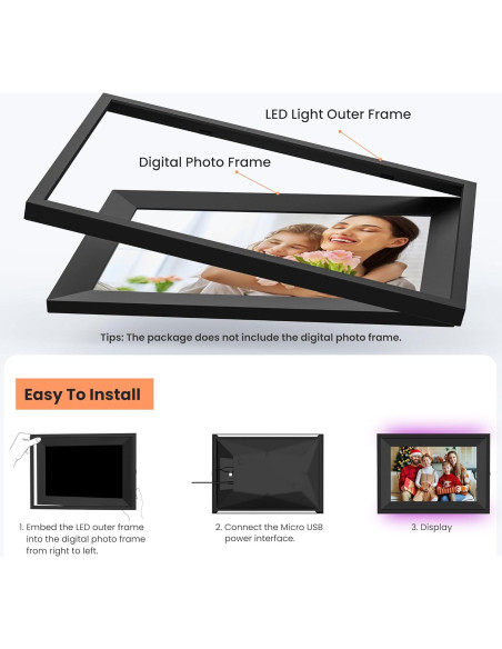 Marco Exterior LED FANGOR 10.1" para Foto Digital - 7 Colores