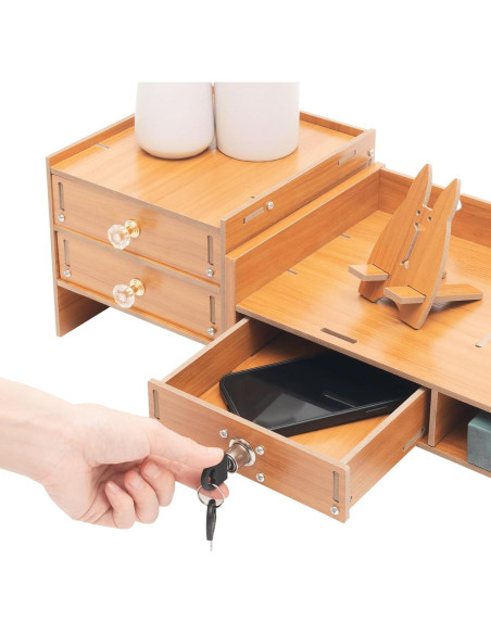 Organizador de Escritorio de Madera MDF con 3 Cajones Estilo A Organizador de Escritorio de Madera MDF con 3 Cajones Estilo A