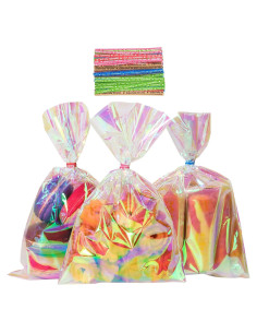 120 Bolsas de Celofán Holográficas Mibo 15x22 cm para Regalos