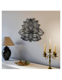Decoración de Pared Mandala iwa concept Flor de Loto 43x27.5cm Negro