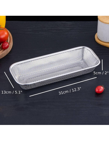 Cesta de Cubiertos para Lavavajillas TONSNYZYJ Acero Inoxidable 31.2x12.7cm