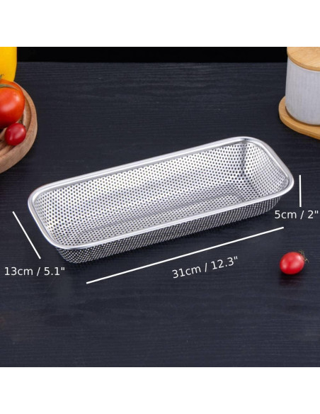 Cesta de Cubiertos para Lavavajillas TONSNYZYJ Acero Inoxidable 31.2x12.7cm