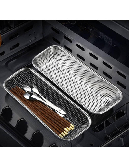 Cesta de Cubiertos para Lavavajillas TONSNYZYJ Acero Inoxidable 31.2x12.7cm