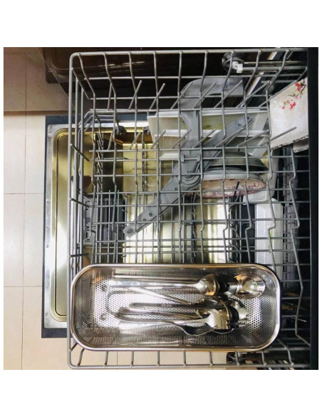 Cesta de Cubiertos para Lavavajillas TONSNYZYJ Acero Inoxidable 31.2x12.7cm