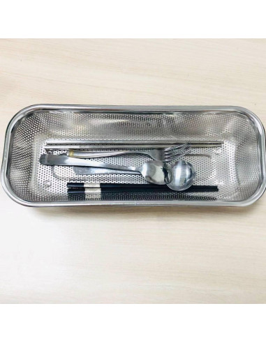 Cesta de Cubiertos para Lavavajillas TONSNYZYJ Acero Inoxidable 31.2x12.7cm