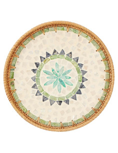 Bandeja Decorativa Redonda Kmelep de Ratán 30 cm Bohemia