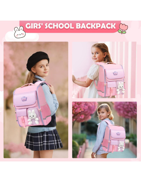 Mochila Escolar Kawaii VNINE Rosa para Niñas 17.8L