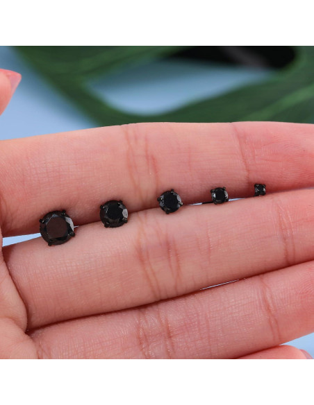 5 Pares Pendientes de Stud Acero Inoxidable Hipoalergénicos 2-6mm