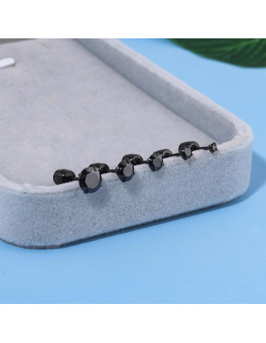 5 Pares Pendientes de Stud Acero Inoxidable Hipoalergénicos 2-6mm