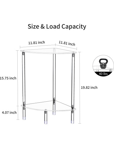 Mesa Lateral Acrílica Triangular Bkemiy 30x30x50 cm 2 Niveles