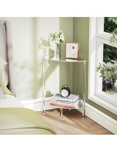 Mesa Lateral Acrílica Triangular Bkemiy 30x30x50 cm 2 Niveles