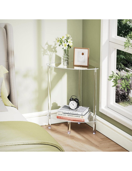 Mesa Lateral Acrílica Triangular Bkemiy 30x30x50 cm 2 Niveles