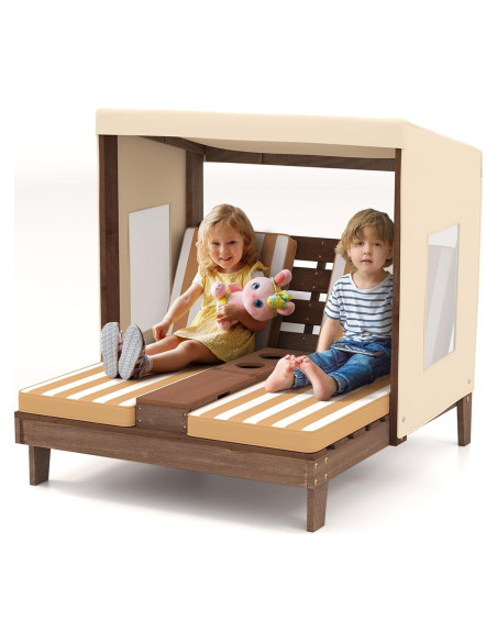 Silla Lounge Doble para Niños HONEY JOY con Dosel y Cojines