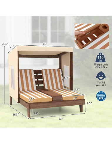 Silla Lounge Doble para Niños HONEY JOY con Dosel y Cojines