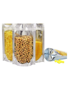 100 Bolsas Reutilizables Mylar 8x12+10 cm Cierre Ziplock