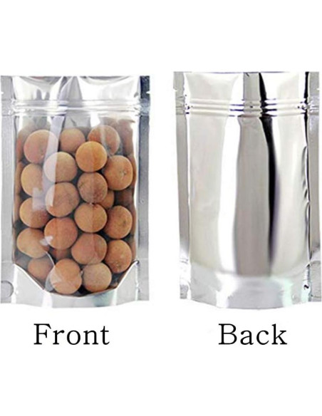 100 Bolsas Reutilizables Mylar 8x12+10 cm Cierre Ziplock