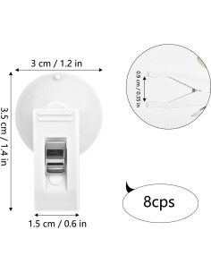 Clip de Ventosa Multiusos 8 Pcs Sankoly Blanco 200g 2