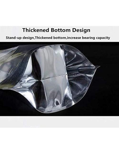 100 Bolsas Reutilizables Mylar 8x12+10 cm Cierre Ziplock