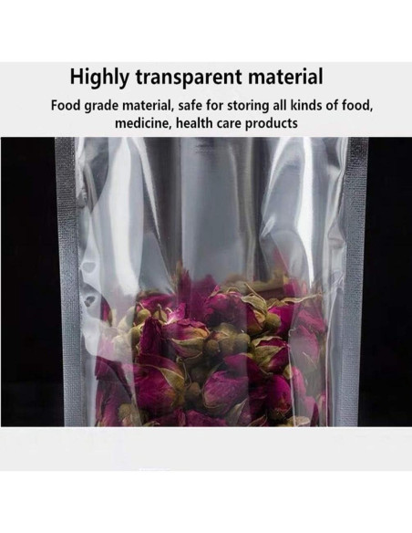 100 Bolsas Reutilizables Mylar 8x12+10 cm Cierre Ziplock