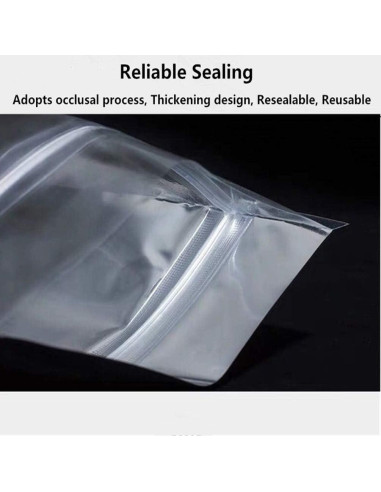 100 Bolsas Reutilizables Mylar 8x12+10 cm Cierre Ziplock