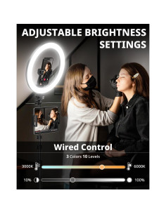 UBeesize Ring Light 30.48 cm con Tripié Extensible 187.96 cm 2