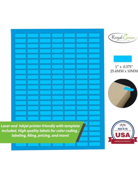 Etiquetas adhesivas pequeñas Royal Green 25.4x10mm 770 unidades