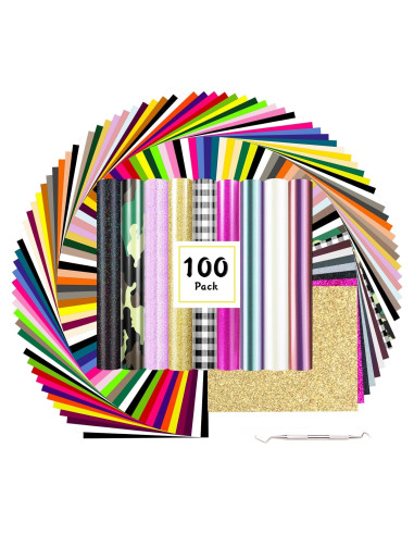 Vinilo de Transferencia de Calor HTVRONT 100 Colores 30.48x25.4cm