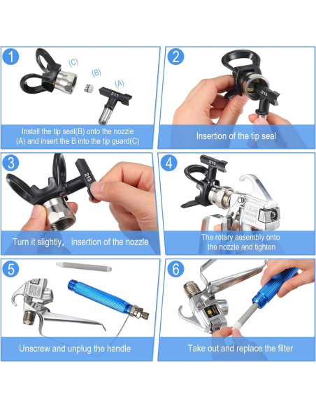 Kit de Pistola de Pintura Sin Aire Zhengmy 12 Pcs Accesorios