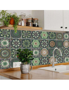 Pegatinas de Azulejos Autoadhesivas Merouk 12 Pcs 15x15 cm 2