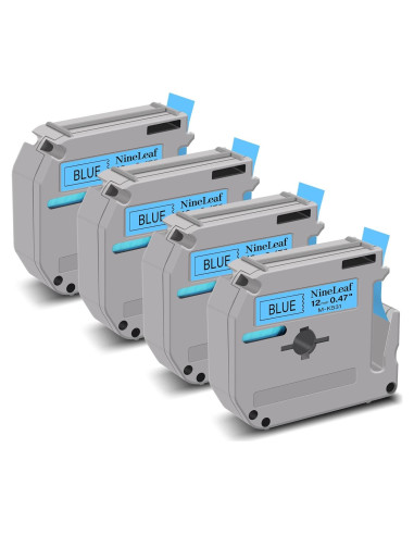 Cinta Etiqueta NineLeaf 4 Pack 12mm Negro sobre Azul MK531