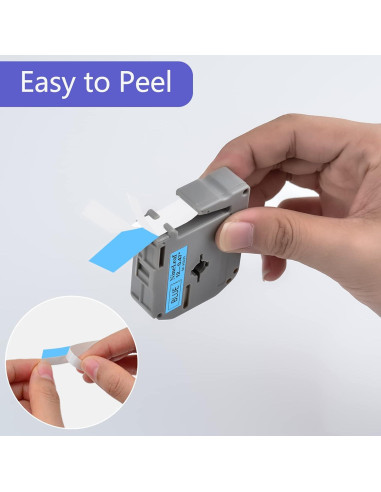 Cinta Etiqueta NineLeaf 4 Pack 12mm Negro sobre Azul MK531